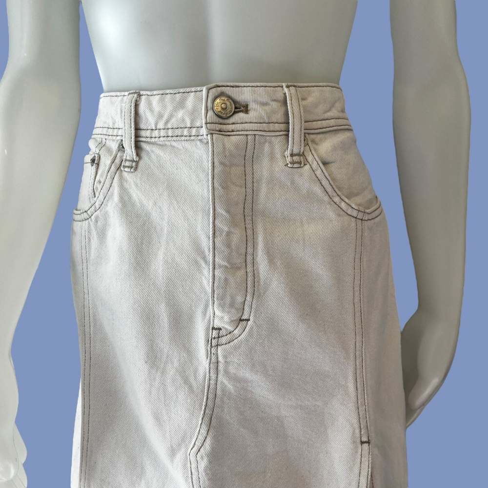 Free People We The Free Mambo White Wash Denim Midi Skirt, 28 - Picture 3 of 16